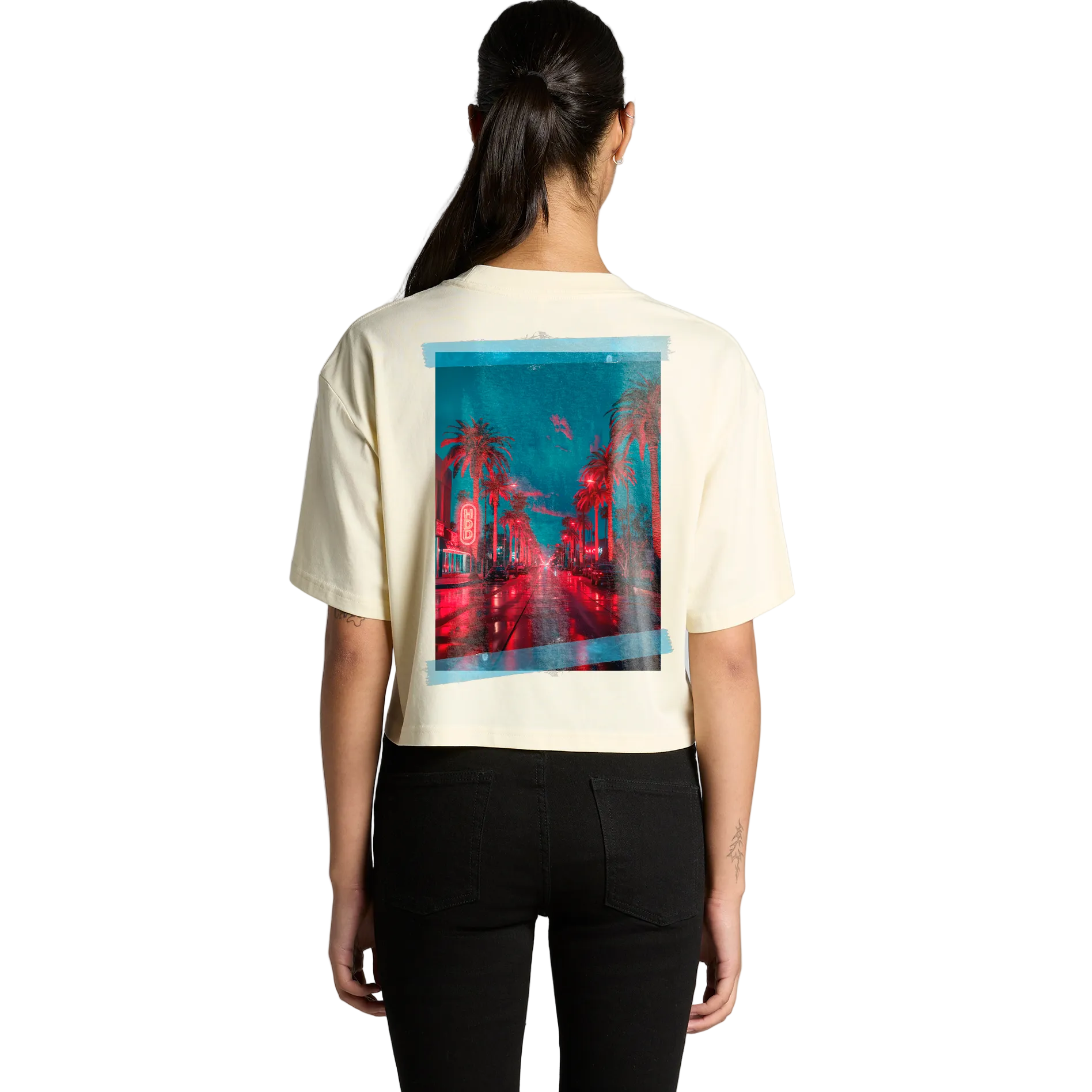 Womens LA Nights Relaxed Crop T-Shirt