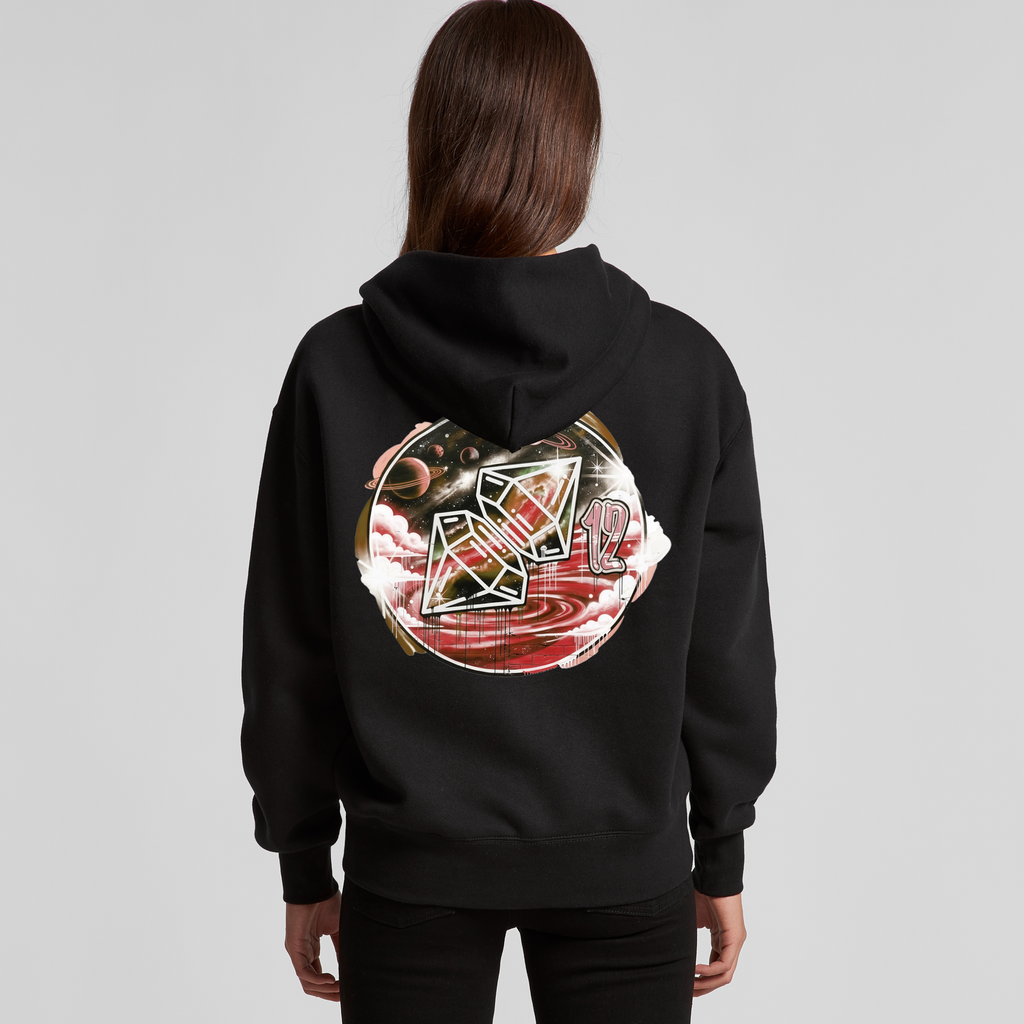 WOMENS HDD RED SPACE ZIP HOODIE