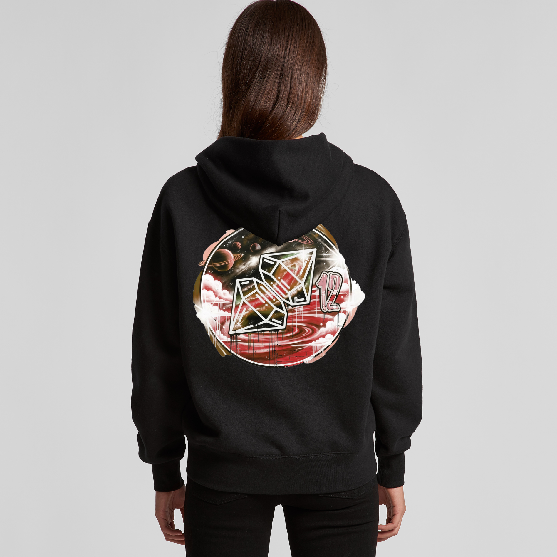 WOMENS HDD RED SPACE ZIP HOODIE
